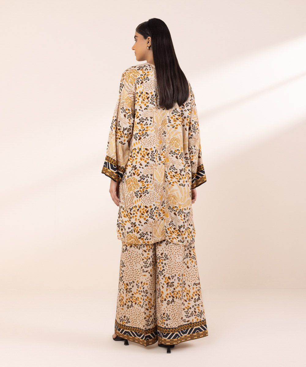 Women's Pret Arabic Lawn Printed Brown Boxy Shirt