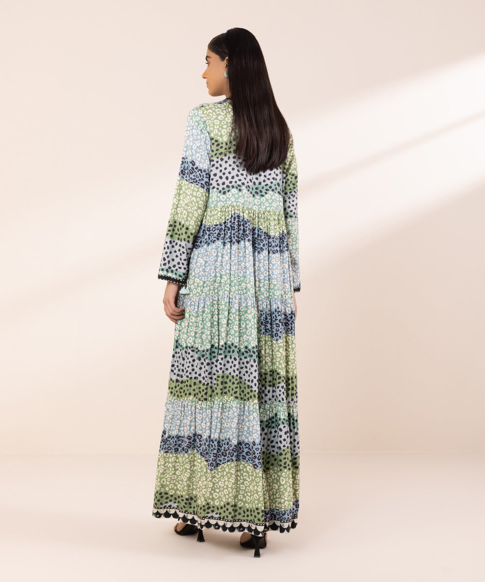 Women's Pret Arabic Lawn Printed Multi Tier Dress