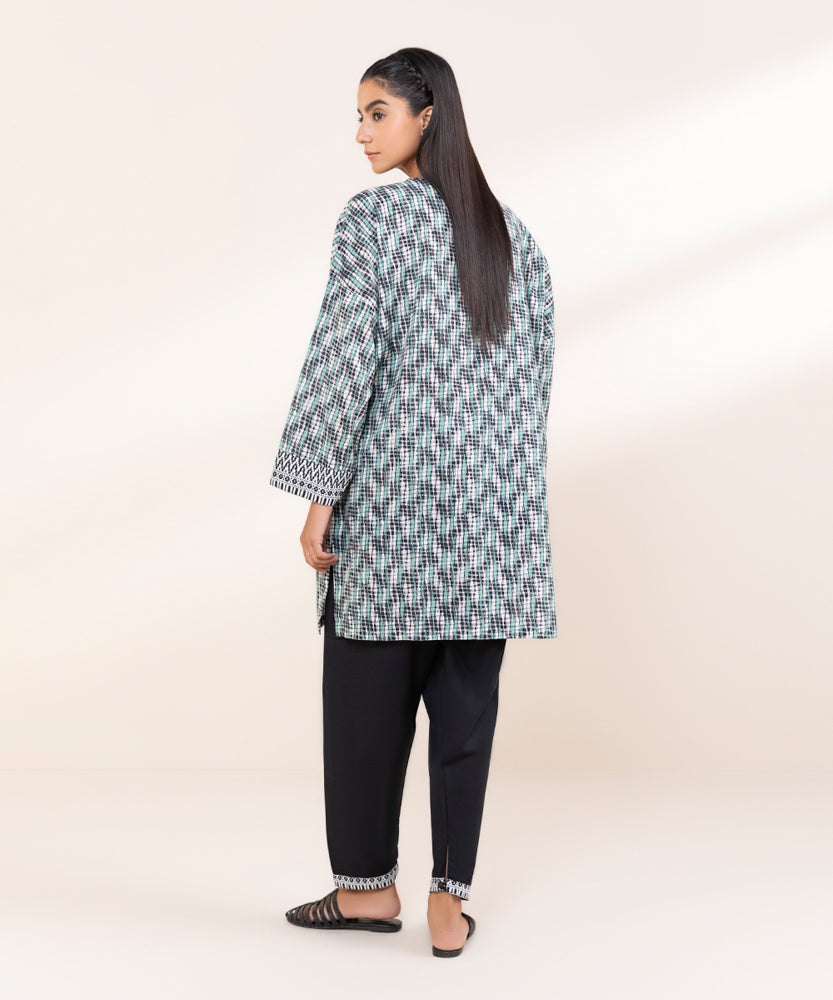 Women's Pret Mint Green Printed Khaddar Shirt