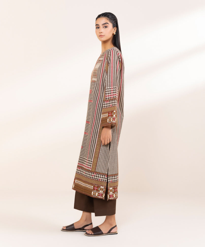 Women's Pret Brown Printed Khaddar Shirt