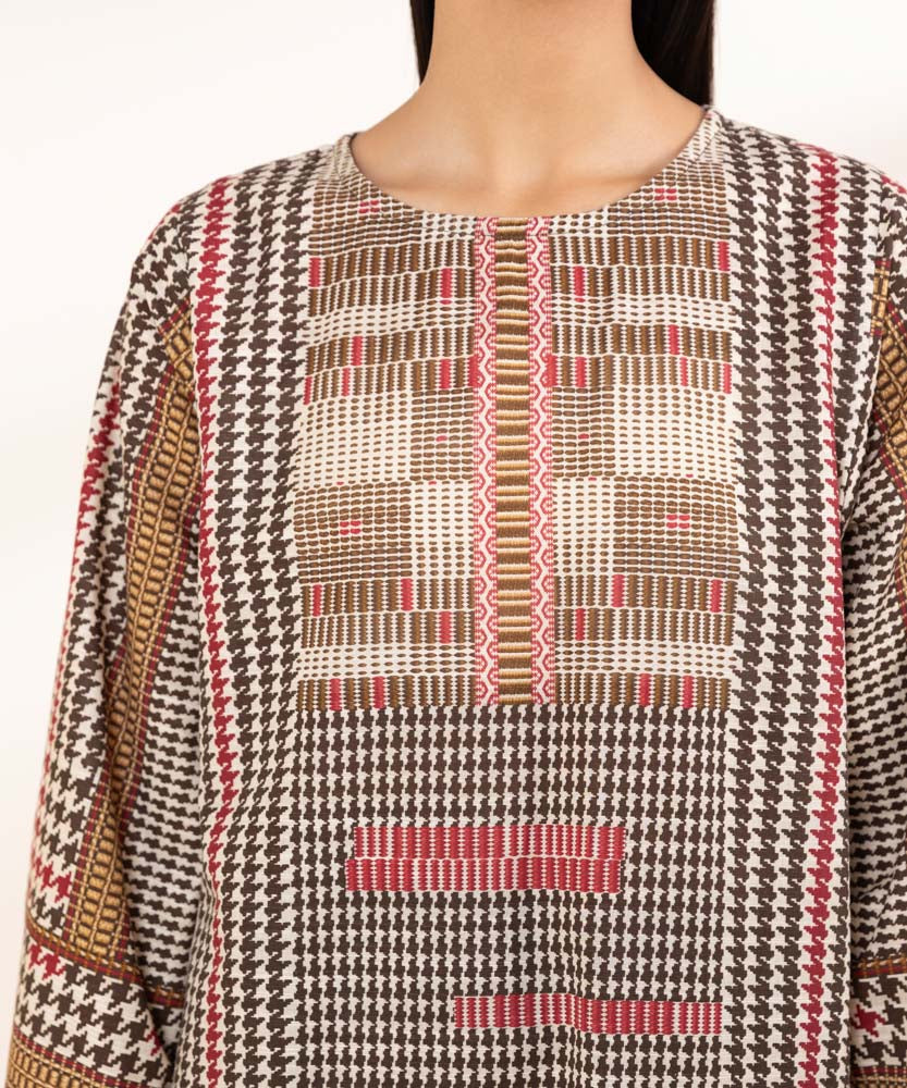 Women's Pret Brown Printed Khaddar Shirt