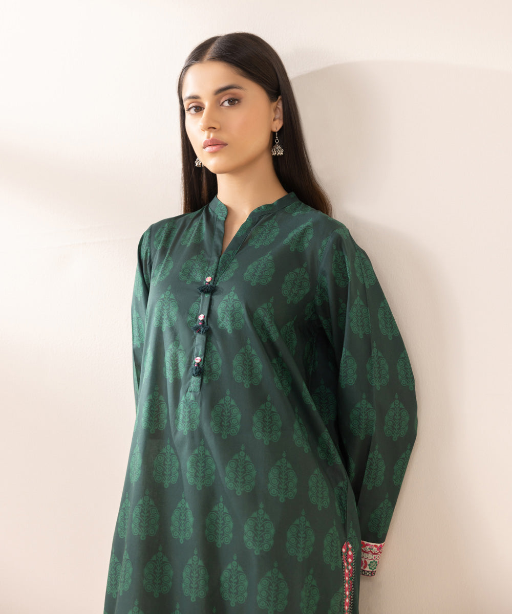 Women's Pret Lawn Printed Green Straight Shirt