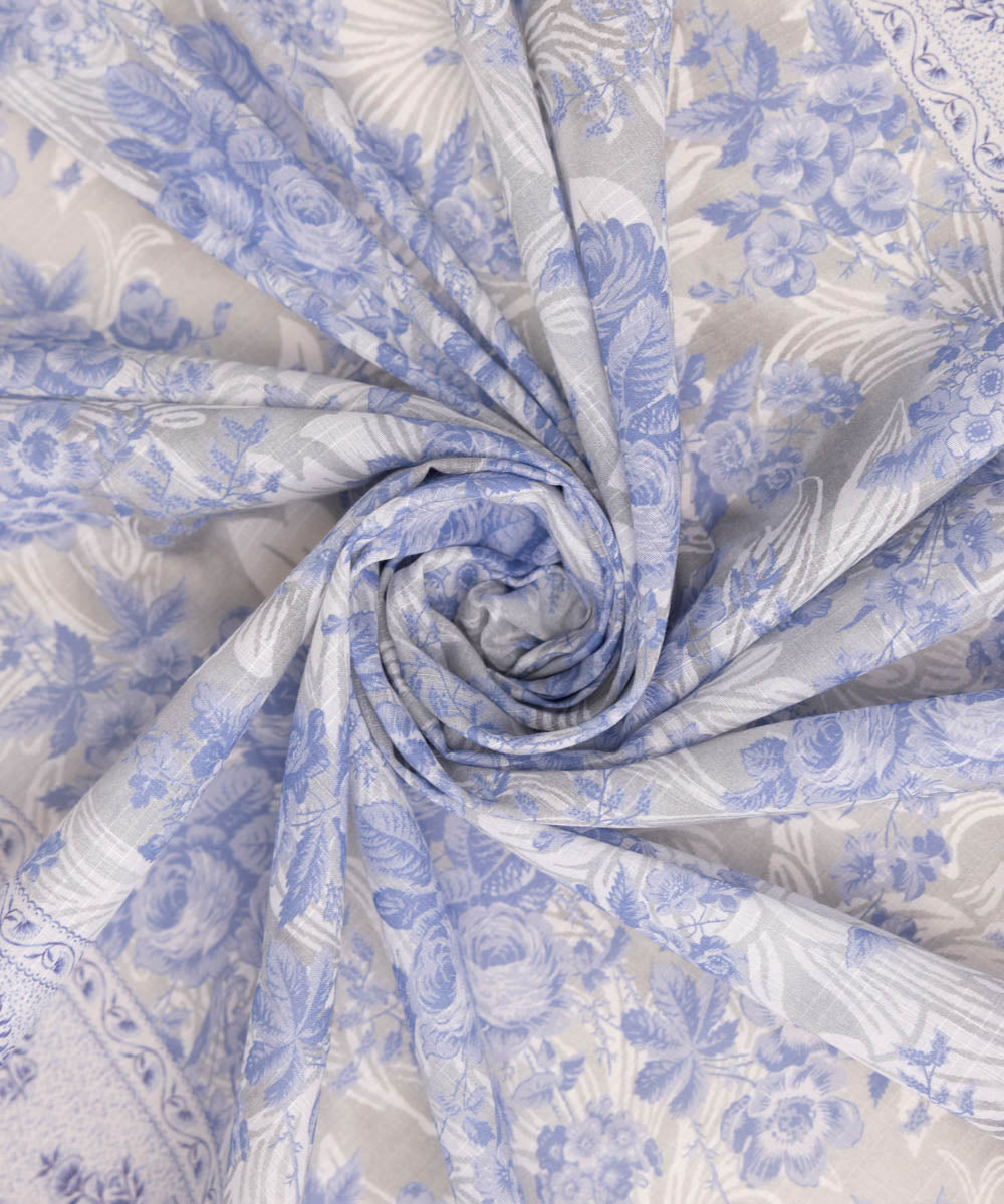 Textured Voile Blue Printed Dupatta