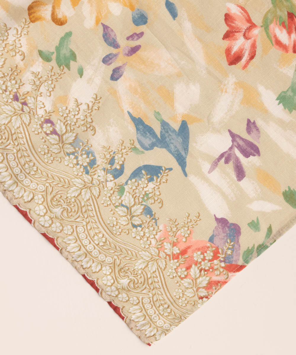 Textured Voile Multi Printed Dupatta