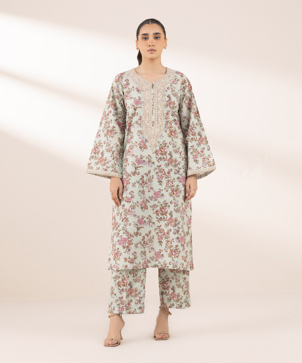 Women's RTW Lawn Multi Embroidered A-Line Shirt