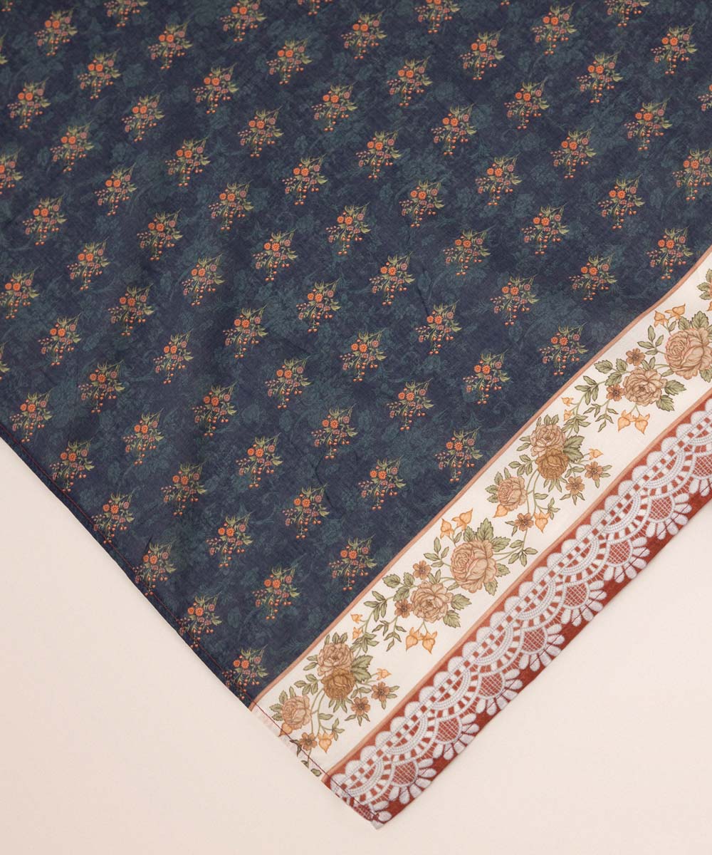 Fine Voile Blue Printed Dupatta