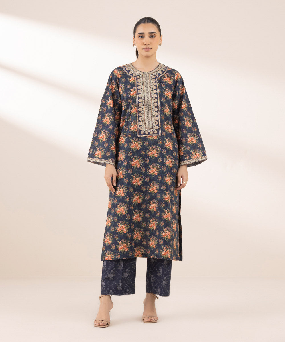 Women's RTW Lawn Multi Embroidered A-Line Shirt