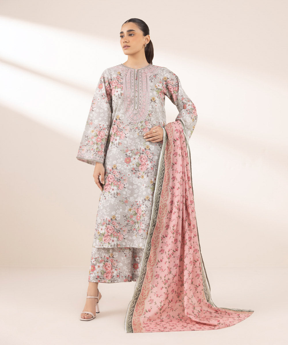 Fine Voile Pink Printed Dupatta