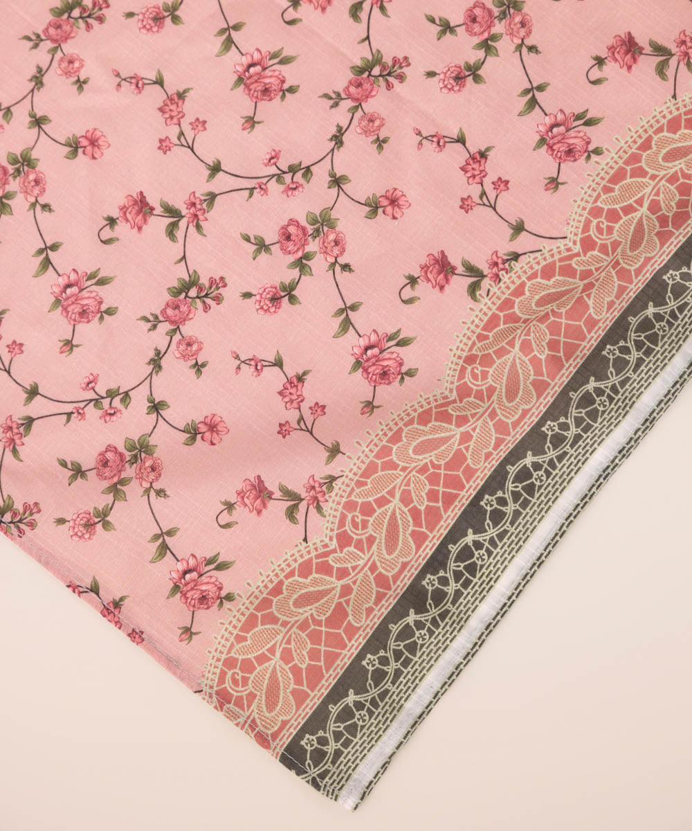 Fine Voile Pink Printed Dupatta