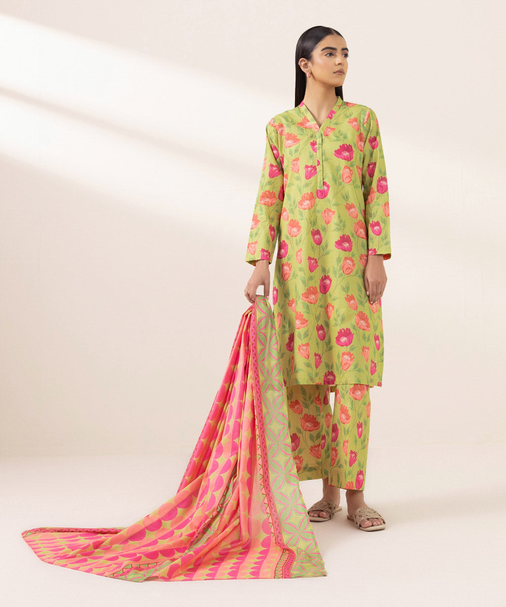 Fine Voile Pink Printed Dupatta