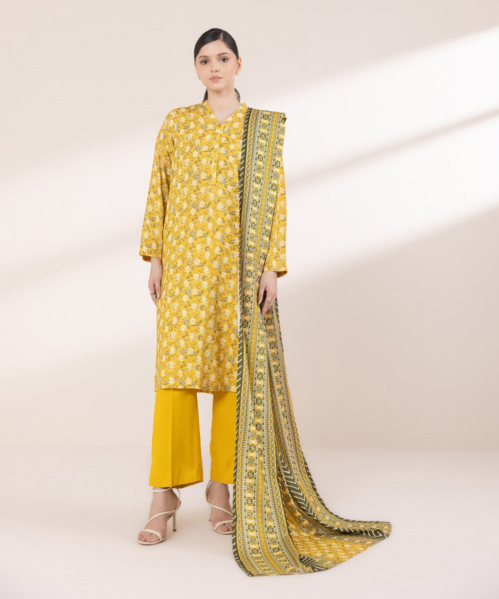 Dull Raw Silk Printed Printed Dupatta