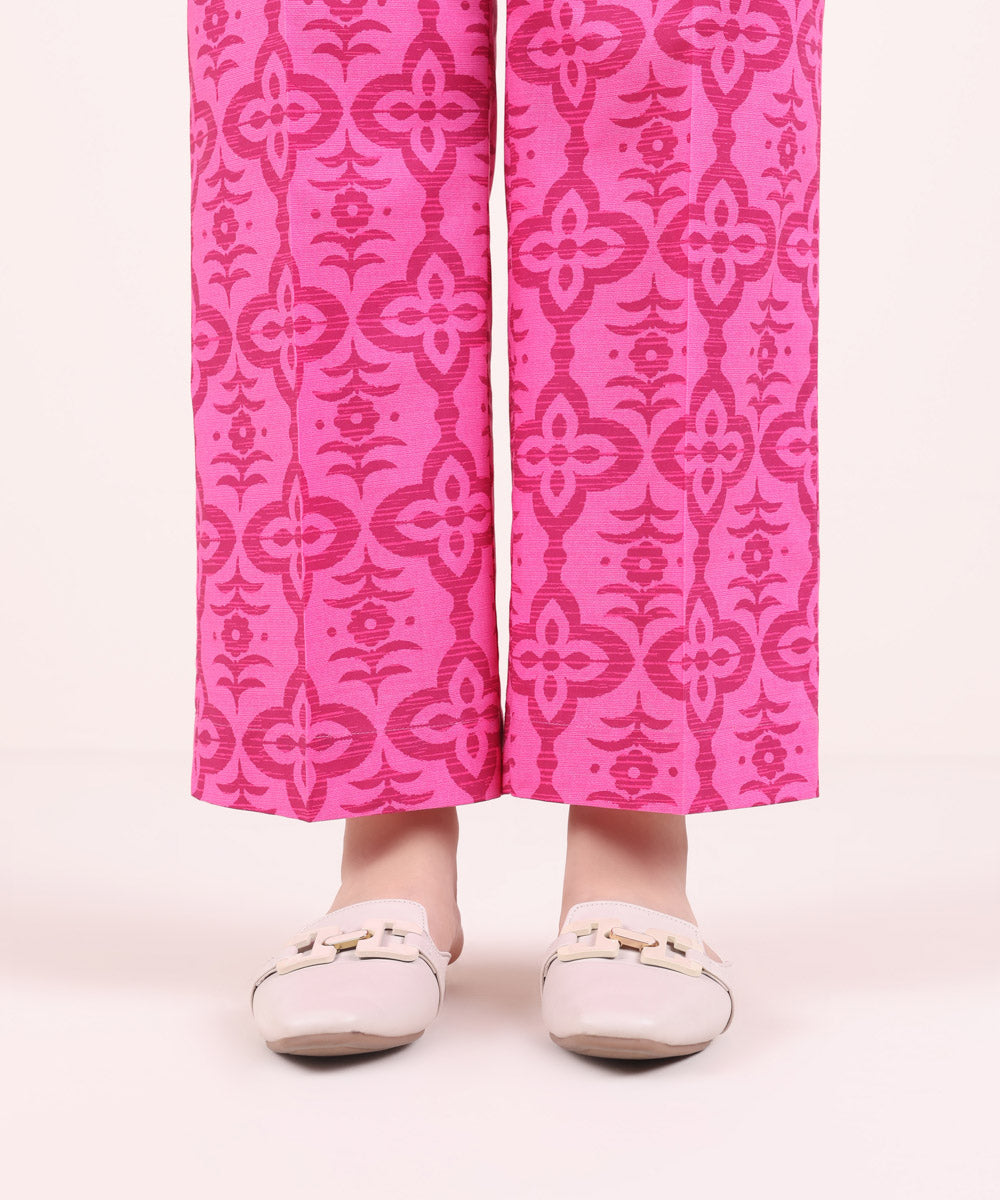 Women's Pret Cambric Printed Pink Straight Pants