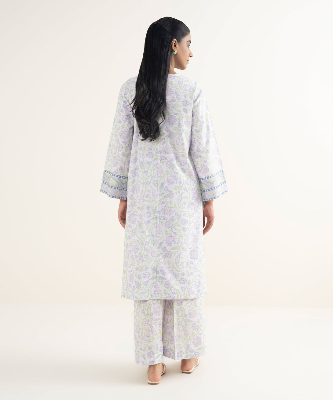 Women's RTW Light Khaddar Embroidered Lilac Straight Shirt