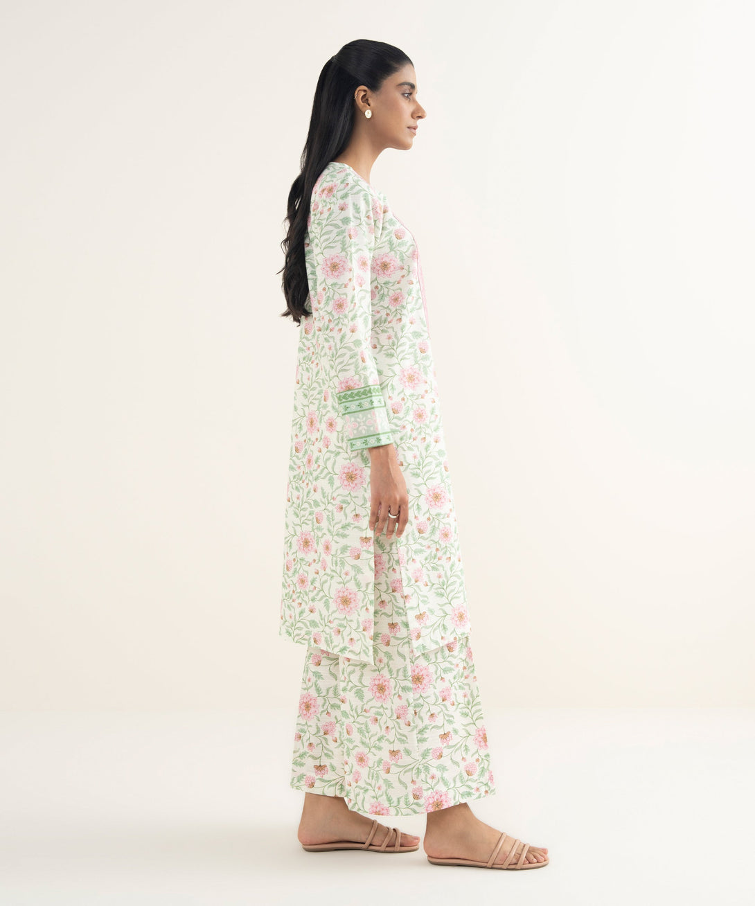 Women's RTW Light Khaddar Embroidered Off White Straight Shirt