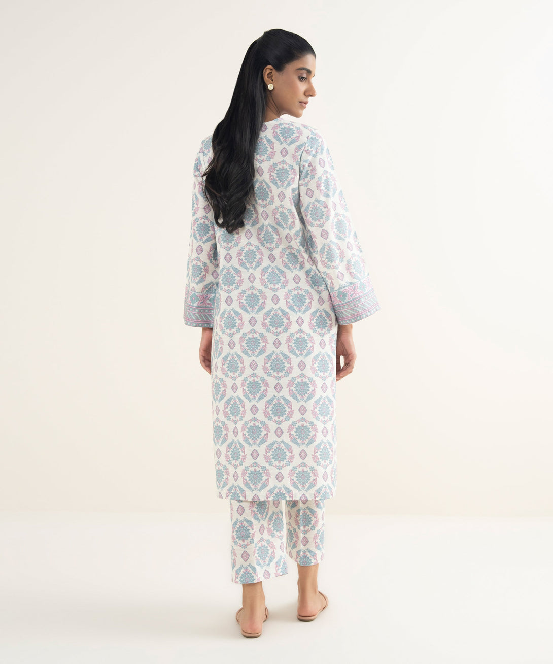 Women's RTW Light Khaddar Embroidered White Straight Shirt