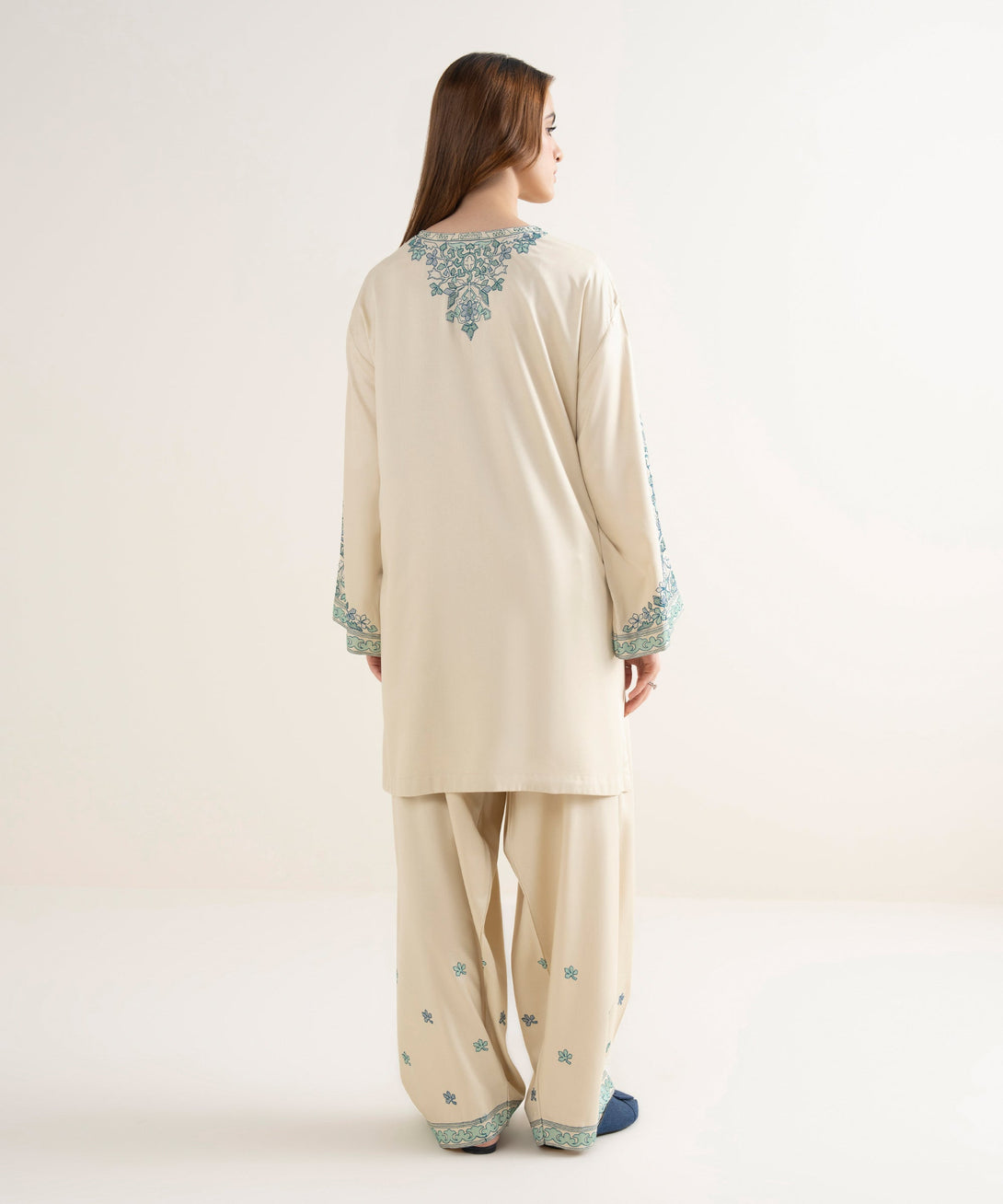 Women's RTW Viscose Marina Embroidered Boxy Off White Shirt