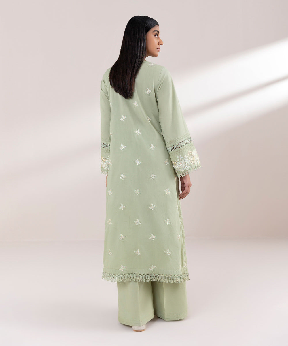 Women's Pret Lawn Embroidered Green A-Line Shirt