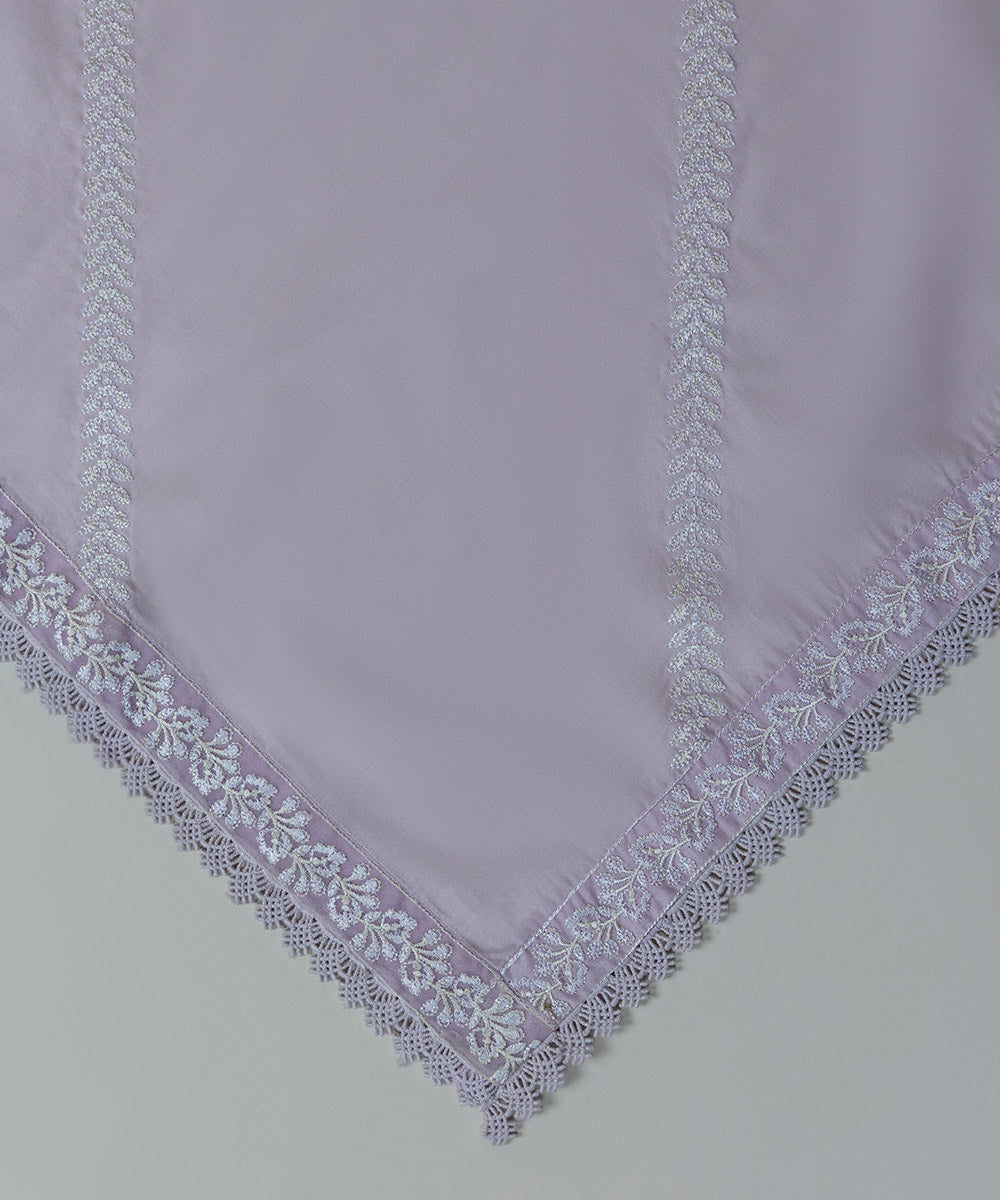 Fine Voile Purple Embroidered Dupatta