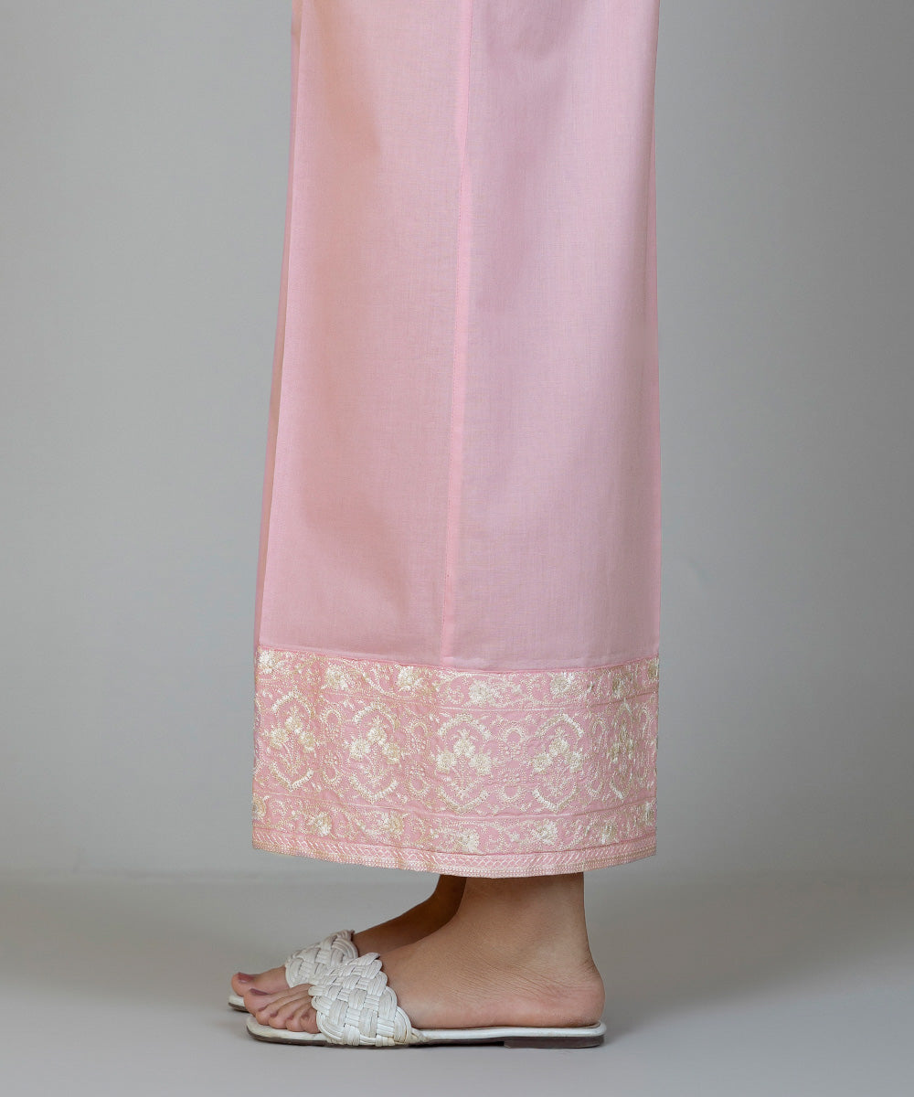 Women's Pret Cambric Embroidered Pink Culottes