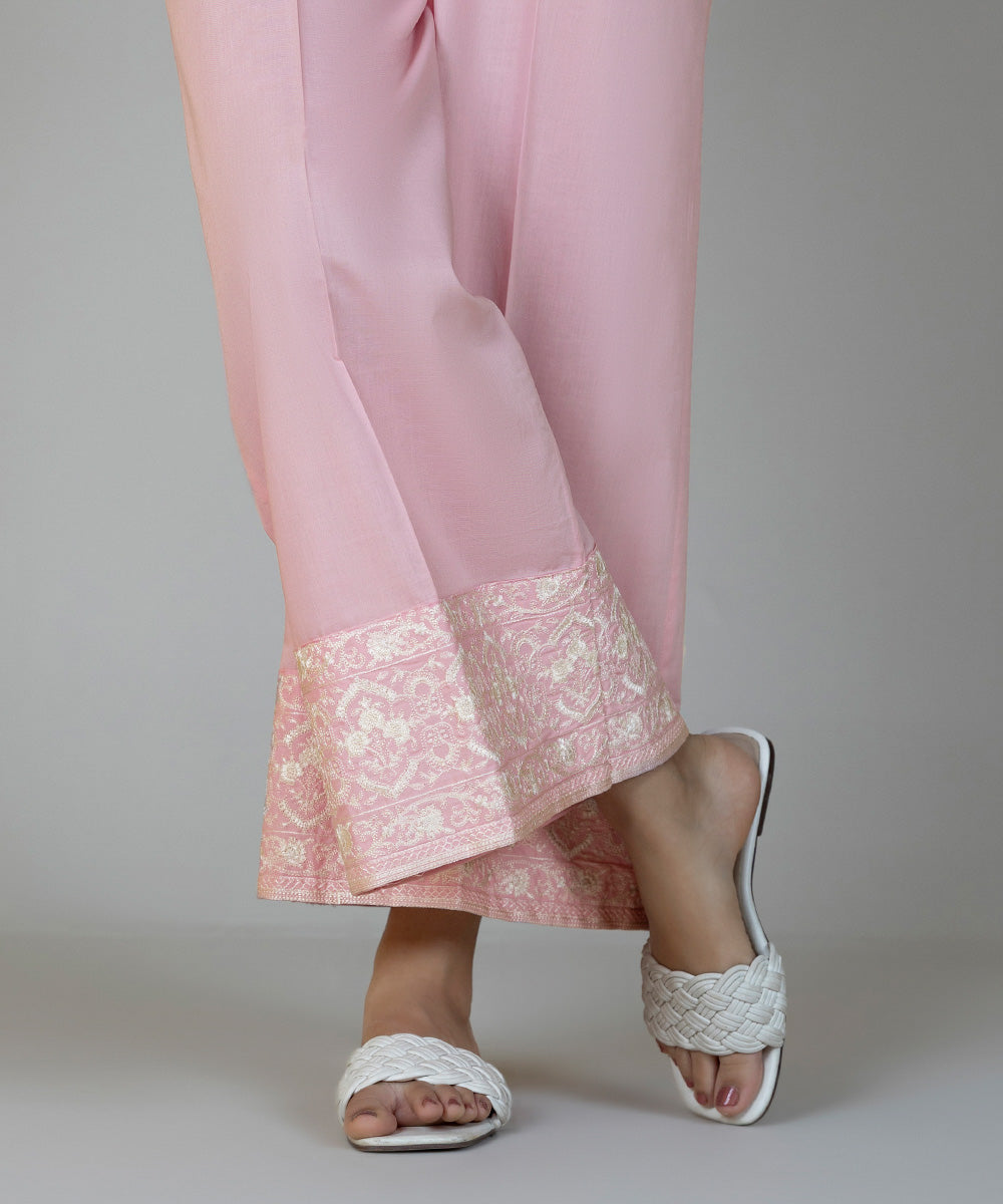 Women's Pret Cambric Embroidered Pink Culottes