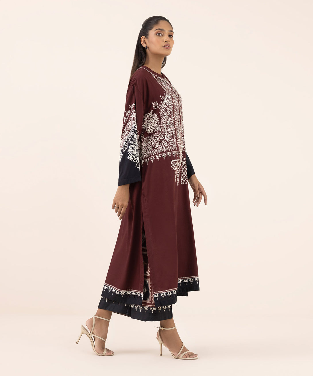 Women's RTW Arabic Lawn Red Printed Boxy Shirt