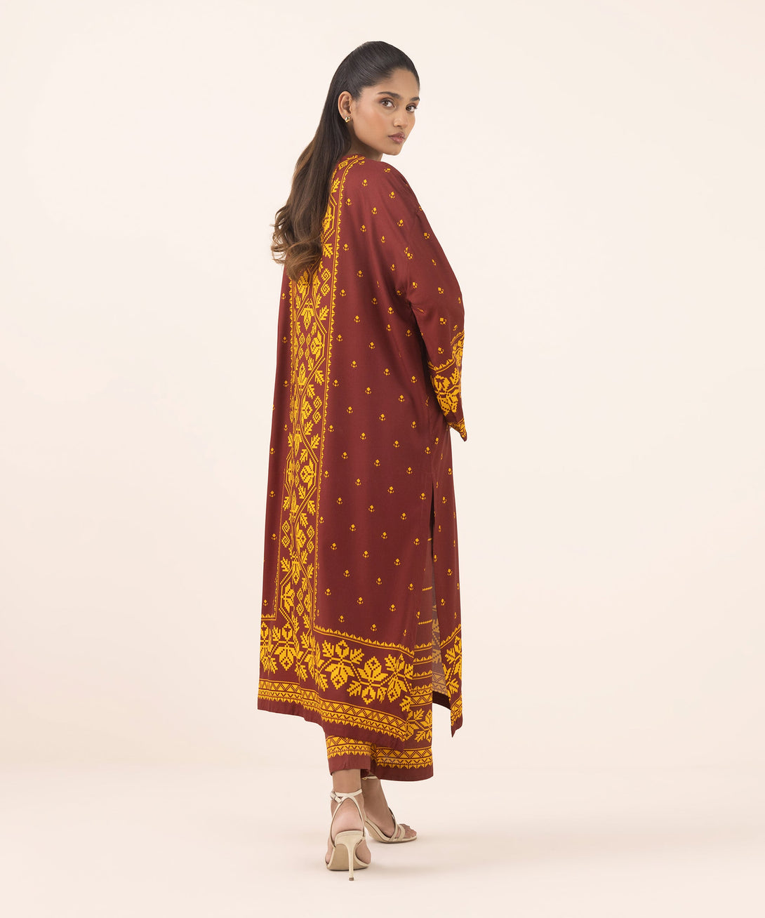 Women's RTW Arabic Lawn Red Printed Boxy Shirt