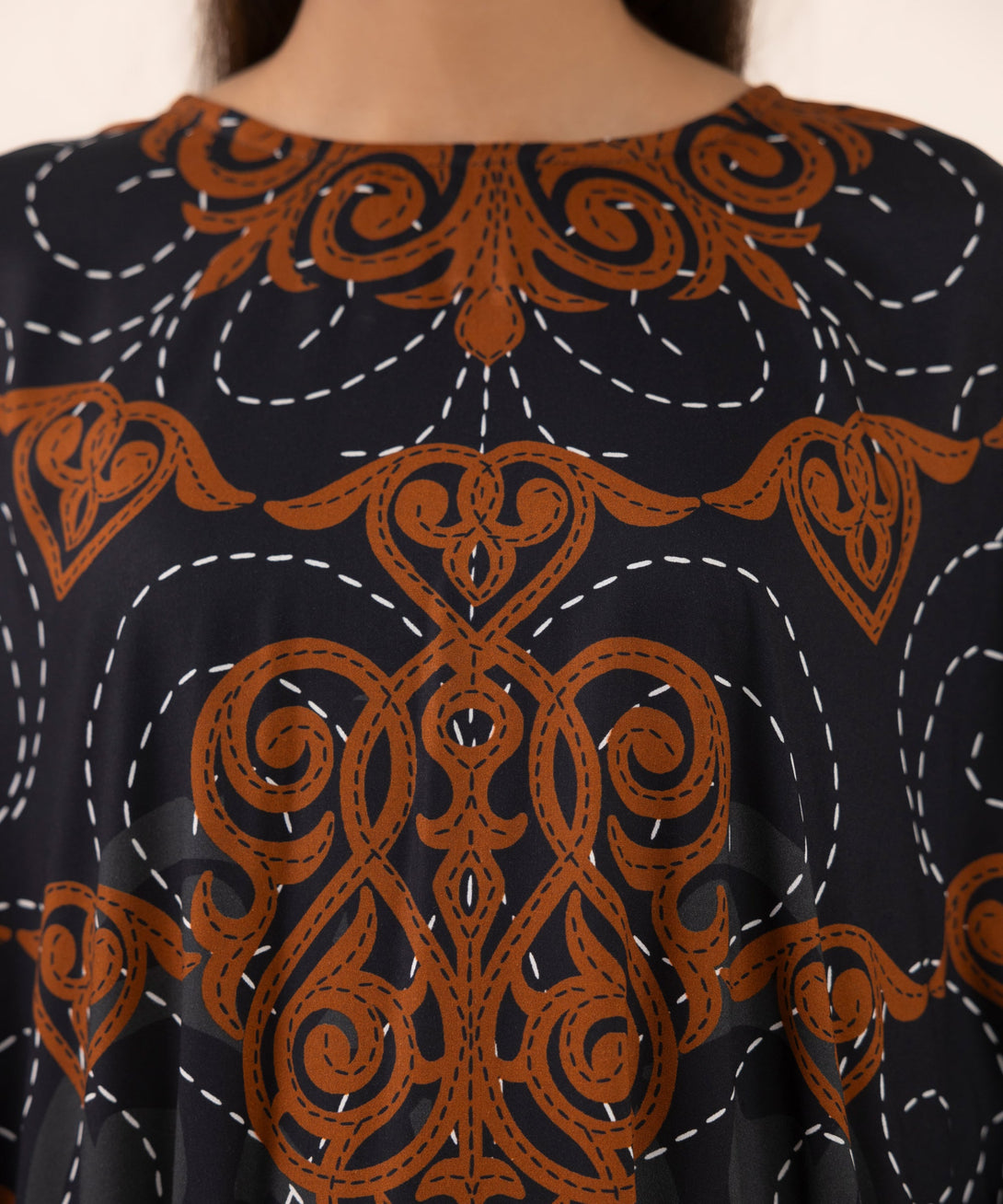Women's RTW Arabic Lawn Black Printed Boxy Shirt