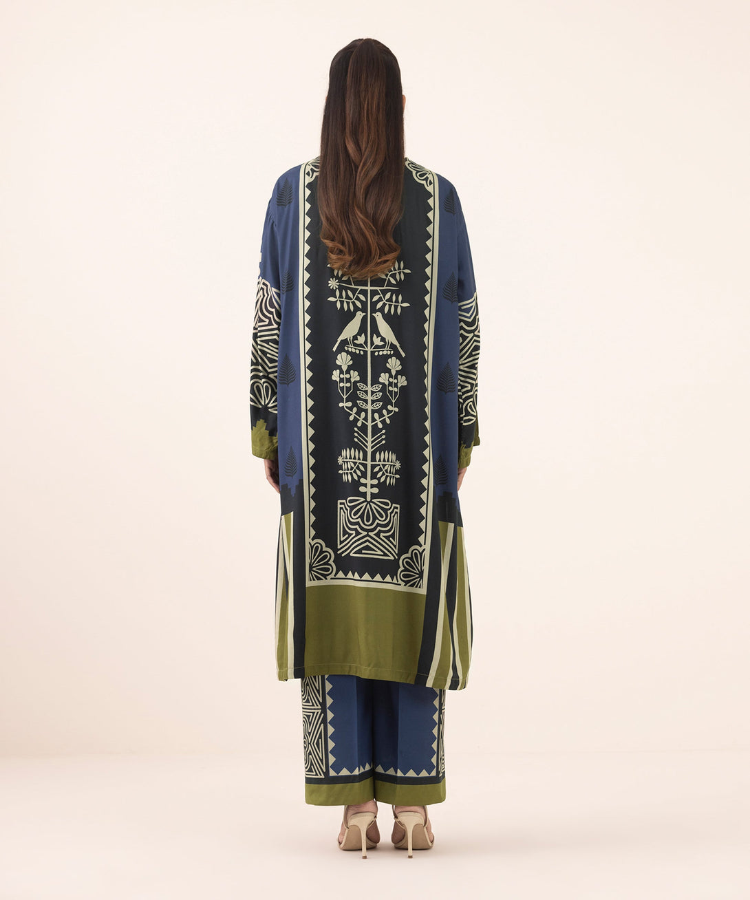 Women's RTW Arabic Lawn Blue Printed Boxy Shirt