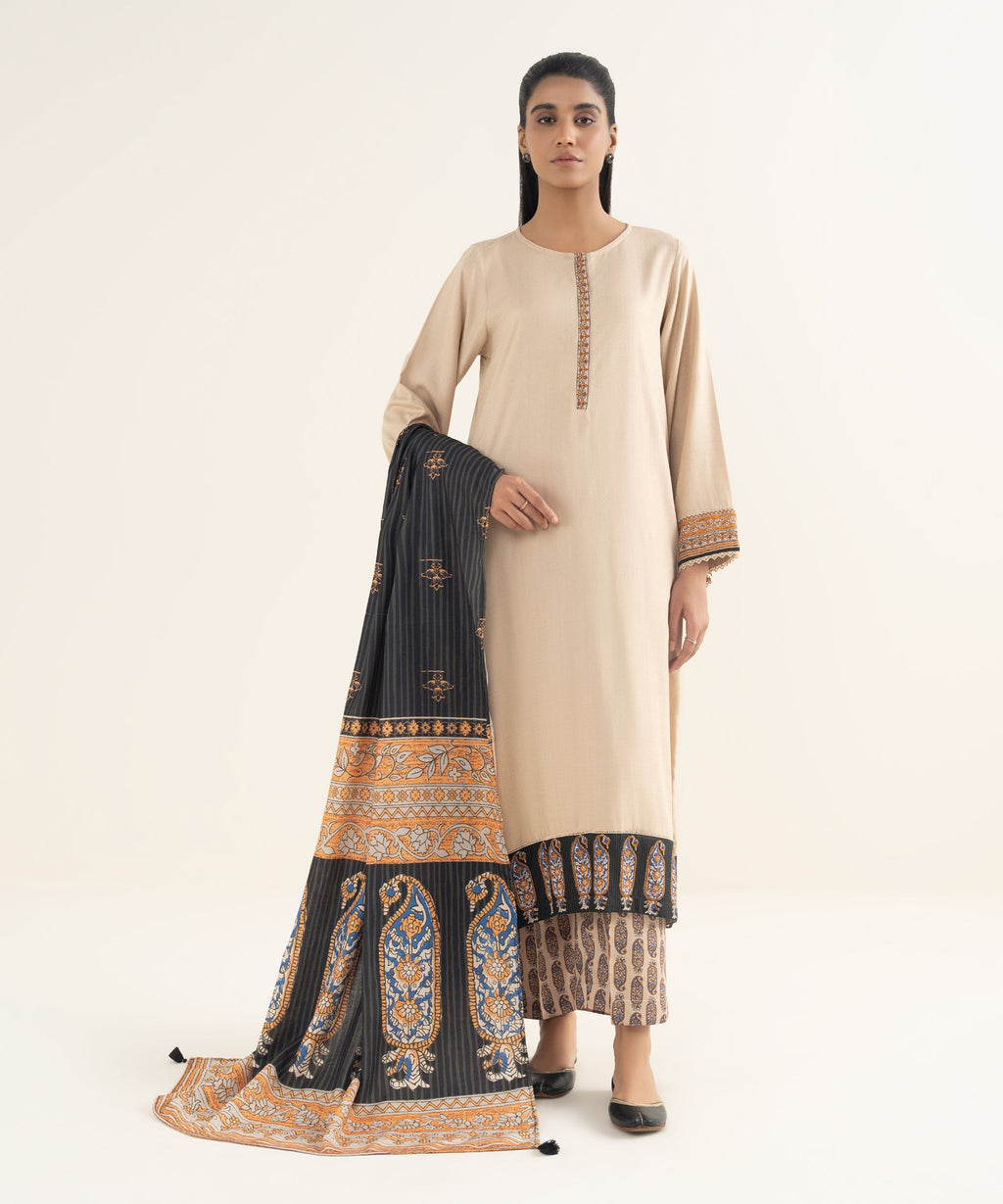 Black Printed Blended Shawl