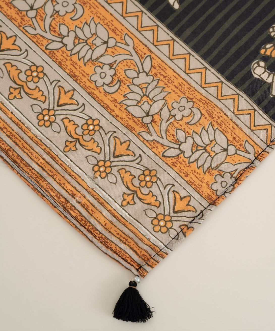 Black Printed Blended Shawl