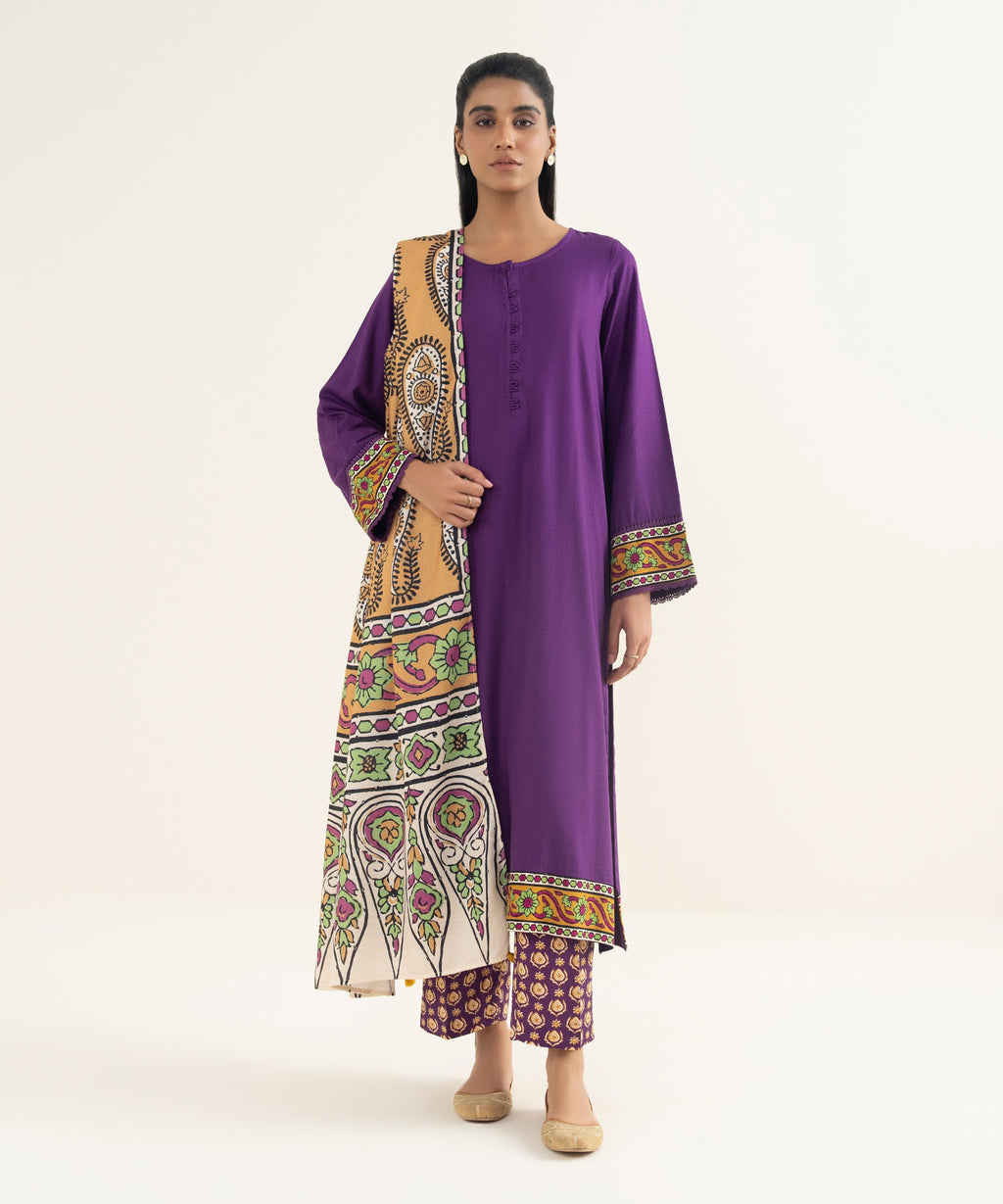 Off White Printed Blended Shawl