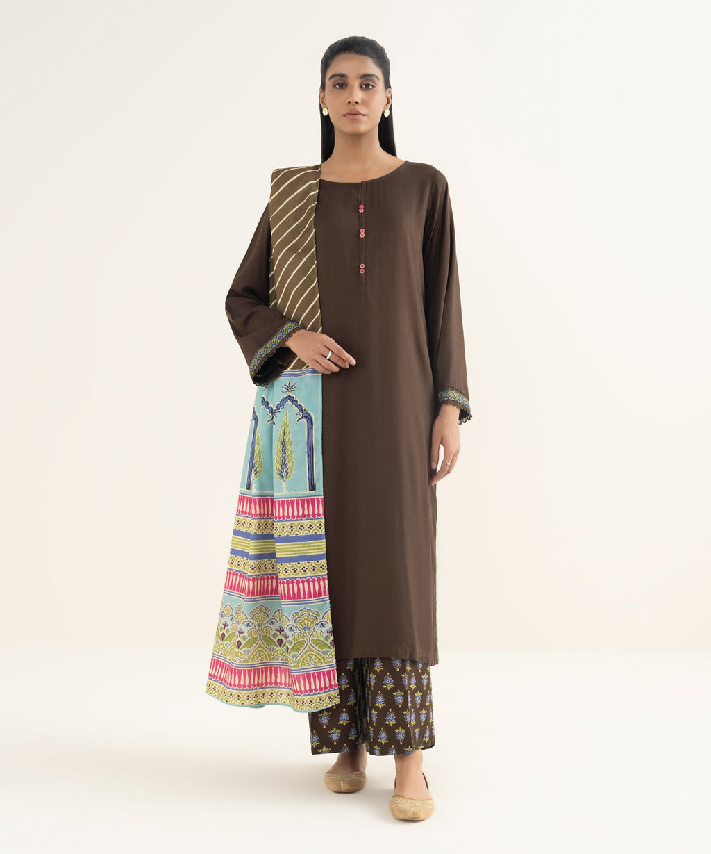 Green Printed Blended Shawl