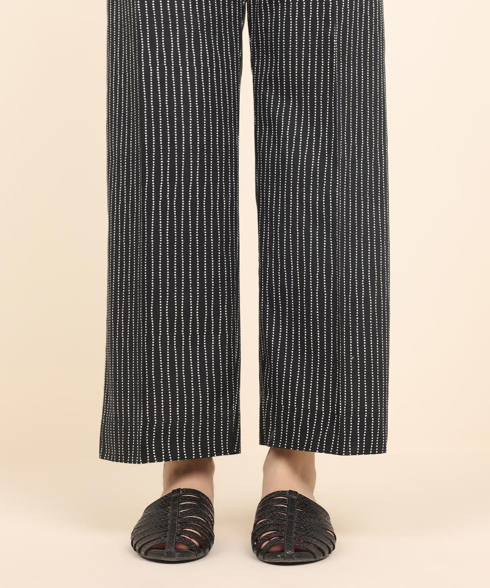 Women's Pret Cambric Black Printed Straight Pants