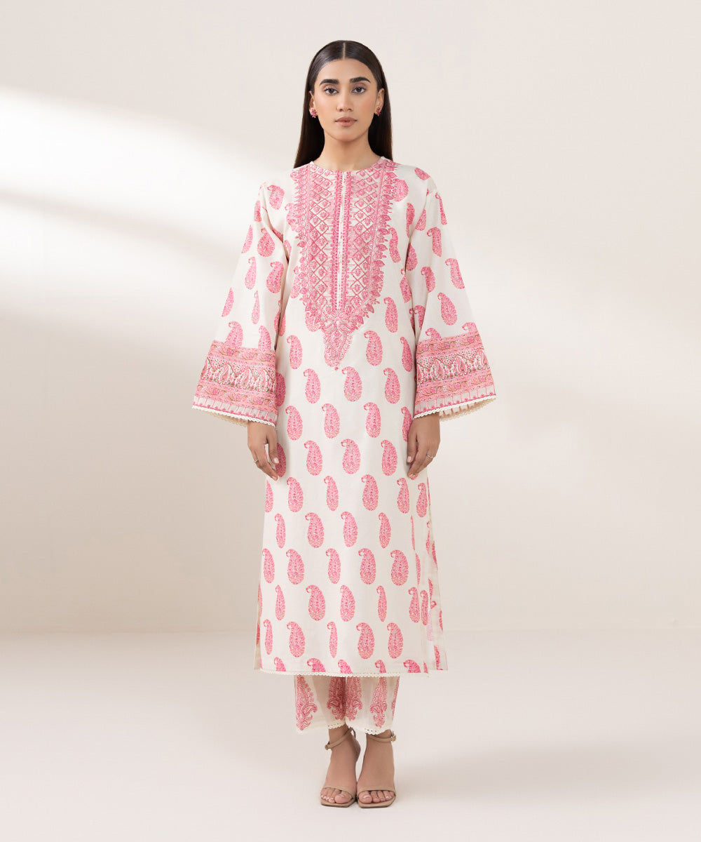 Women's Pret Lawn Embroidered Pink A-Line Shirt