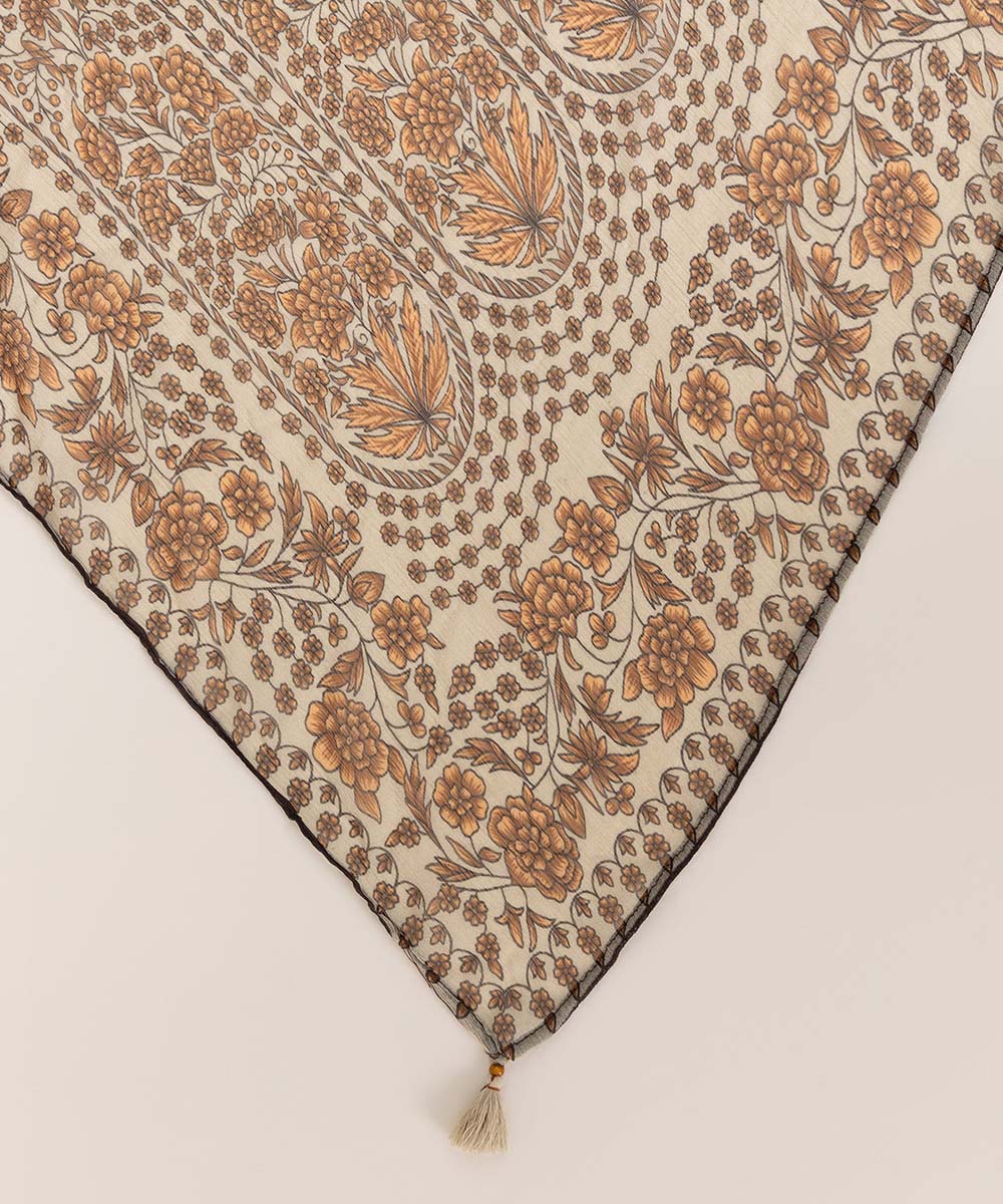 Blended Chiffon Beige Printed Dupatta