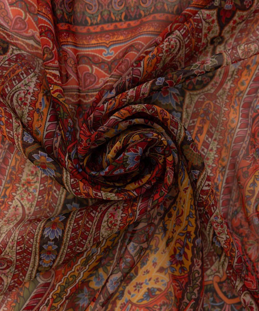 Blended Tissue Red Printed Dupatta