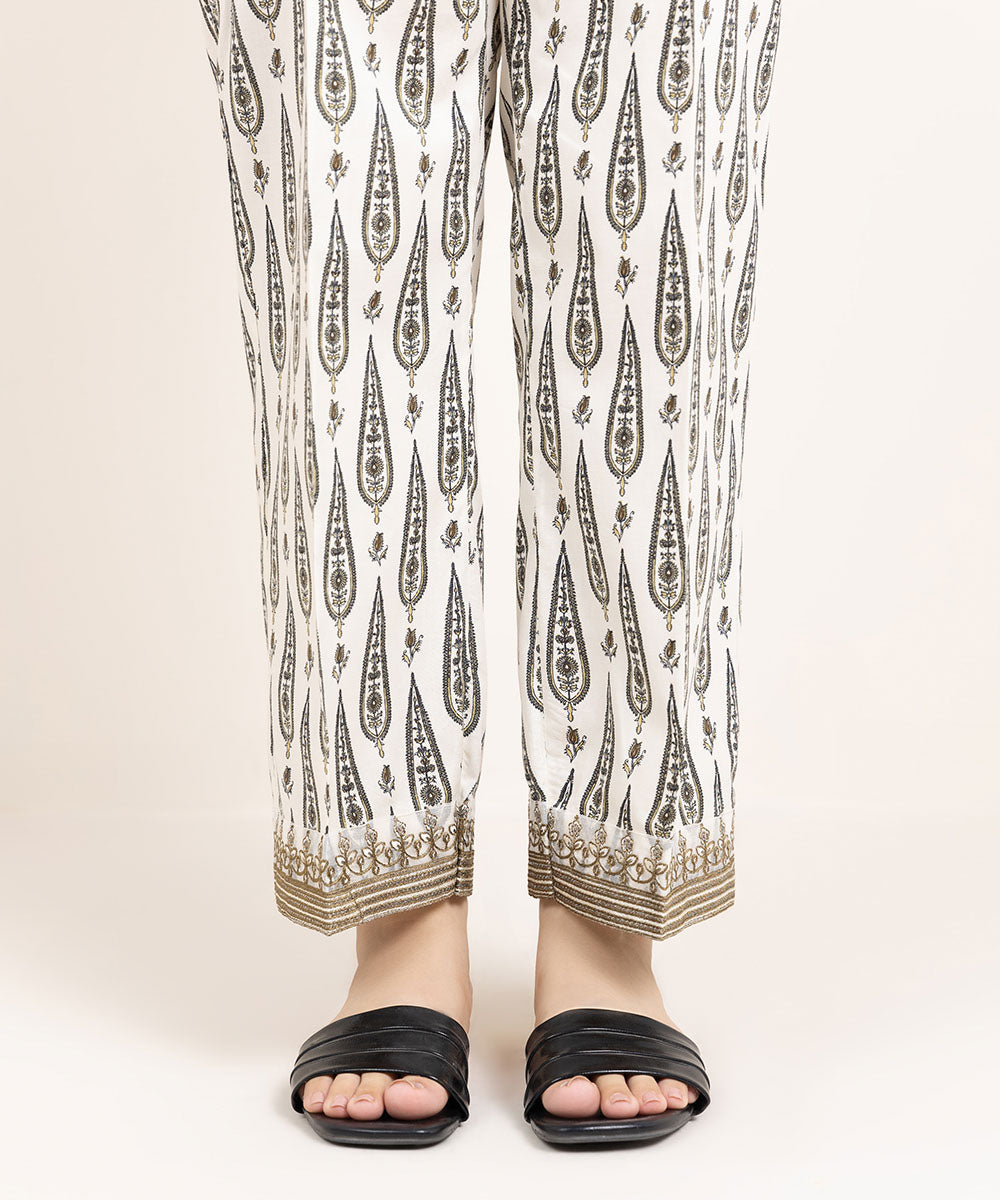 Women's Pret Cambric Embroidered Multi Straight Pants