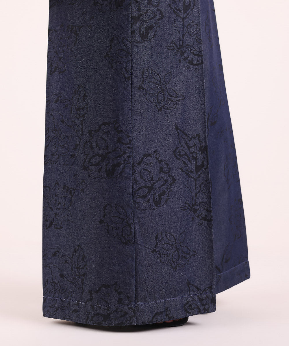 Women's Pret Denim Blue Printed Sharara