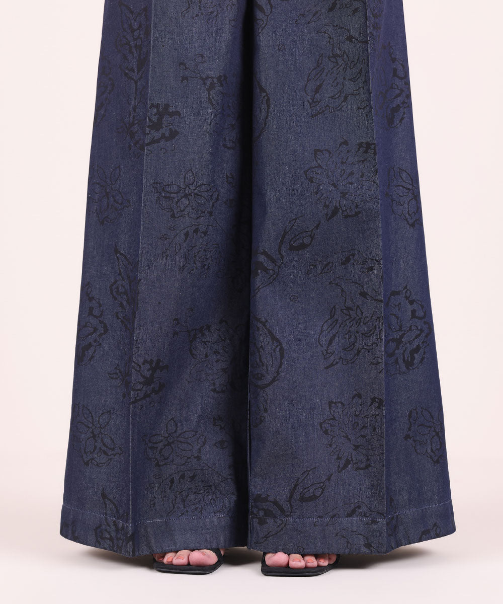 Women's Pret Denim Blue Printed Sharara