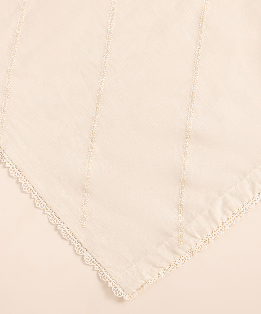 Textured Voile Off White Embroidered Dupatta