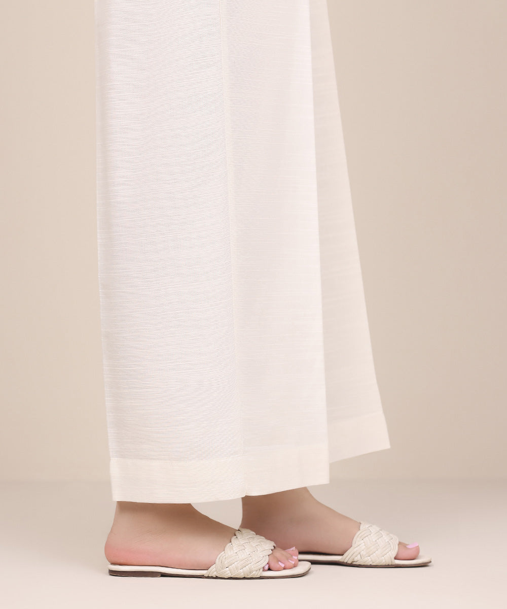 Women's Pret Khaddar Off White Solid Culottes