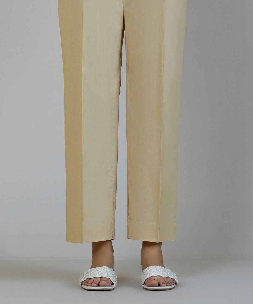 Women's Pret Cambric Beige Dyed Straight Pants