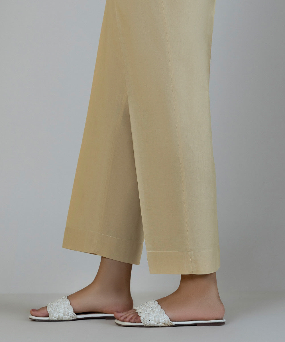 Women's Pret Cambric Beige Dyed Straight Pants