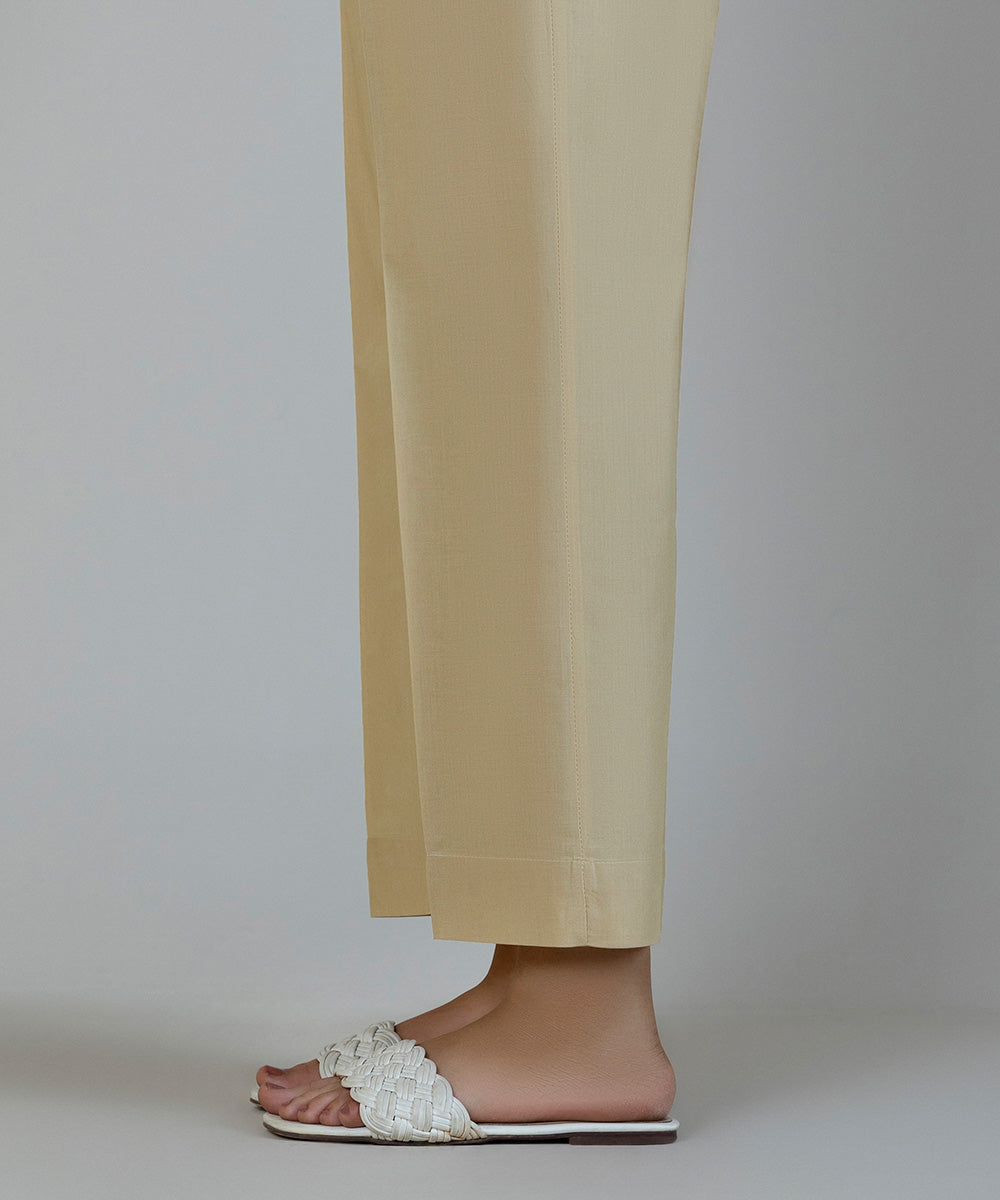 Women's Pret Cambric Beige Dyed Straight Pants