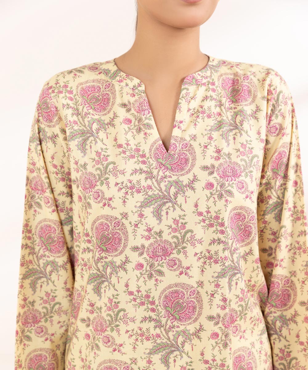 Women's Pret Cotton Viscose Printed Multi Straight Shirt