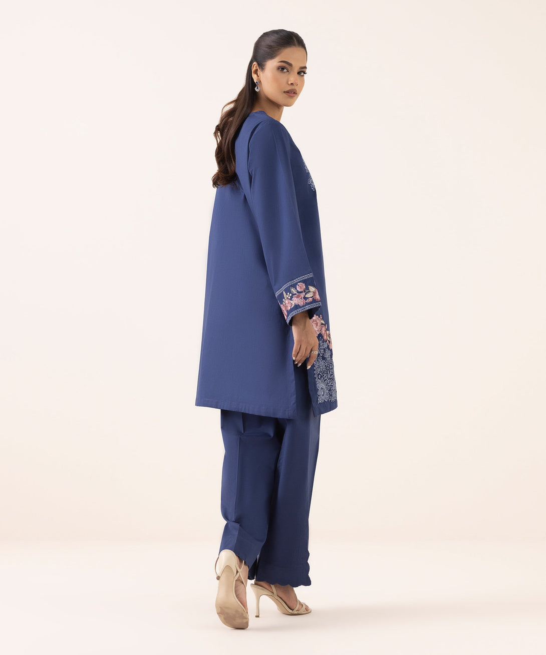 Women's RTW Cambric Blue Embroidered A-Line Shirt