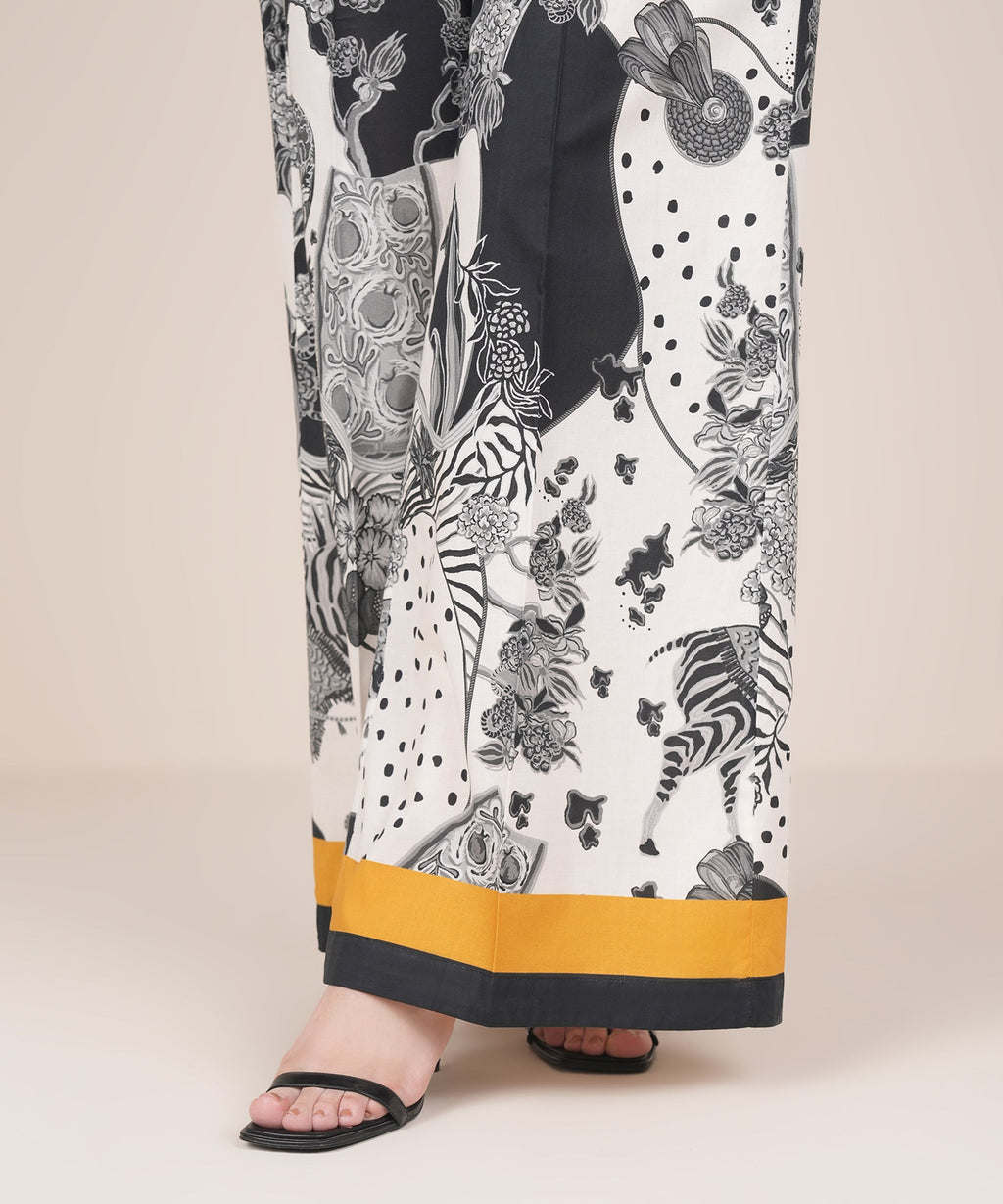 Printed Cambric Flared Pants