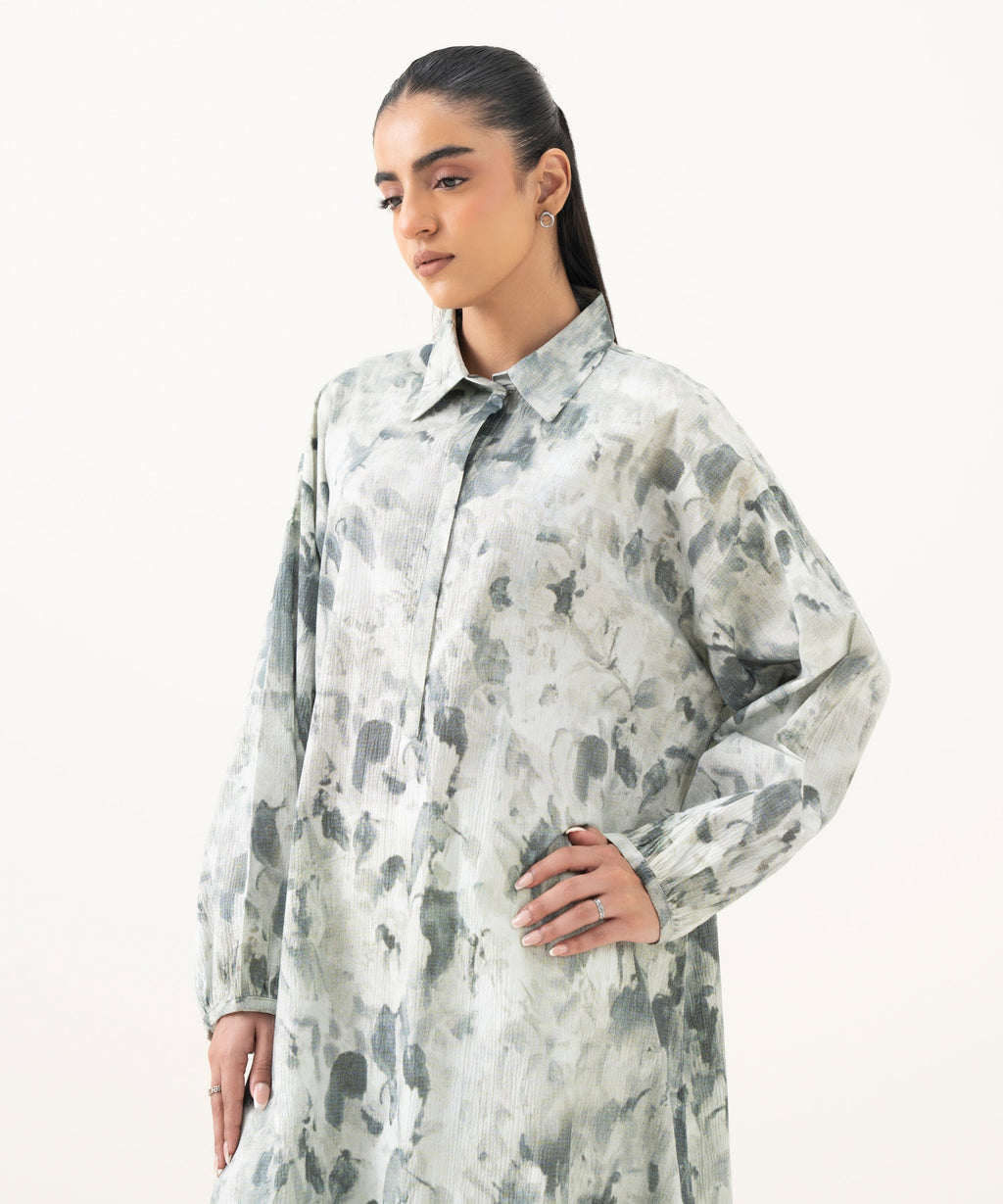 Embroidered Blended Slub Shirt