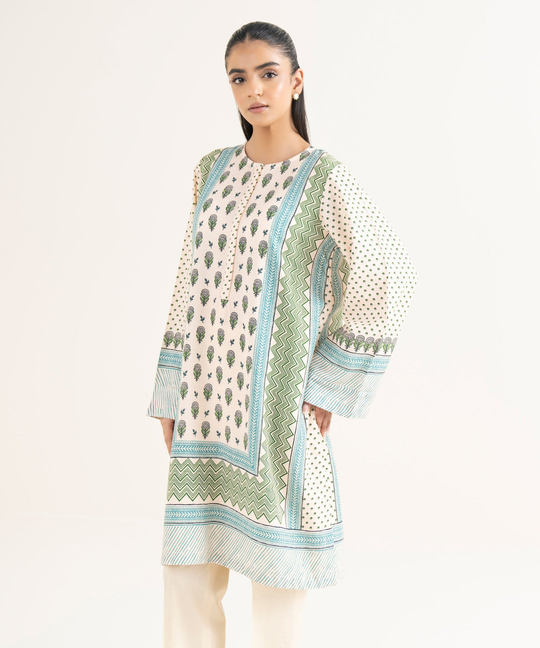 Women's RTW Textured Viscose Printed A-Line Multi Shirt