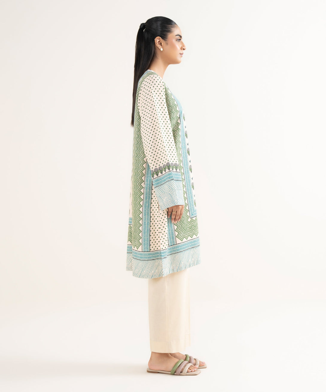 Women's RTW Textured Viscose Printed A-Line Multi Shirt